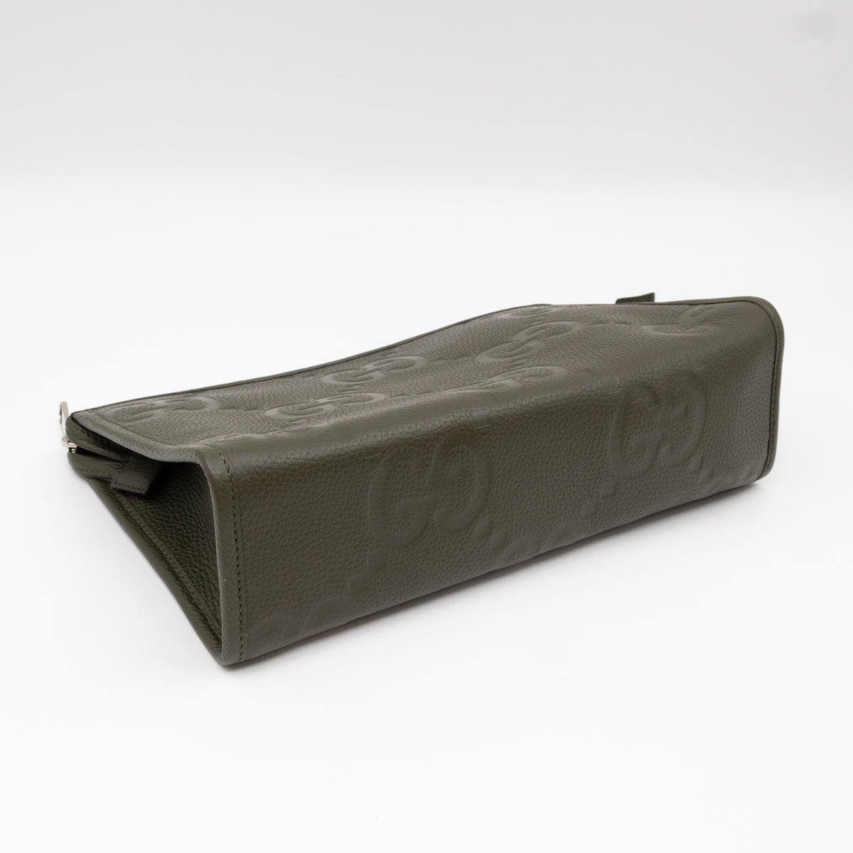 Jumbo GG Pouch Green Leather