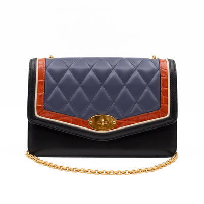 Darley Shoulder Bag Black & Elephant Grey Leather