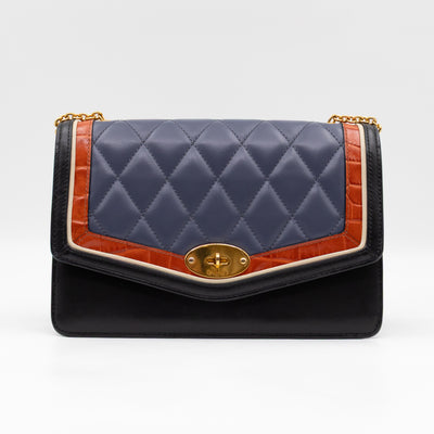 Darley Shoulder Bag Black & Elephant Grey Leather