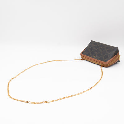 Clutch on Chain Triomphe Canvas Brown