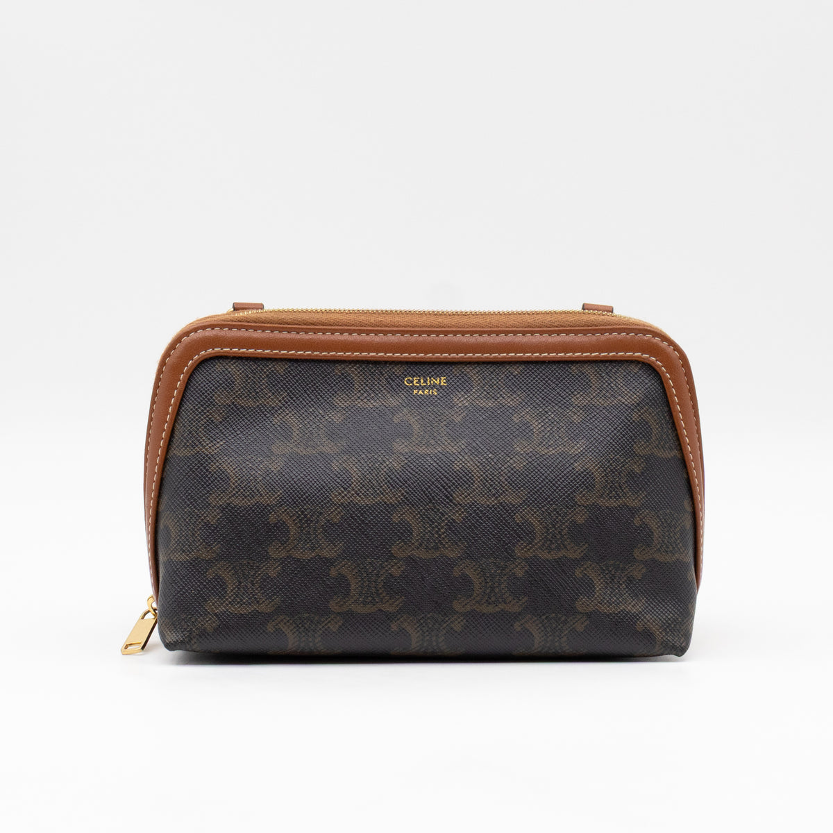 Clutch on Chain Triomphe Canvas Brown