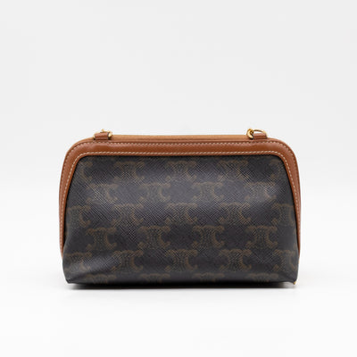 Clutch on Chain Triomphe Canvas Brown