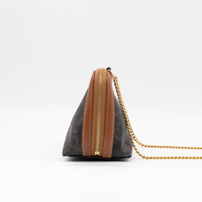 Clutch on Chain Triomphe Canvas Brown