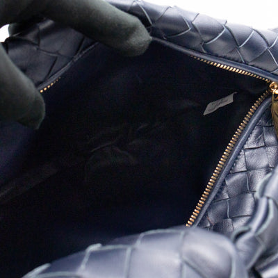 Jodie Small Intrecciato Leather Navy