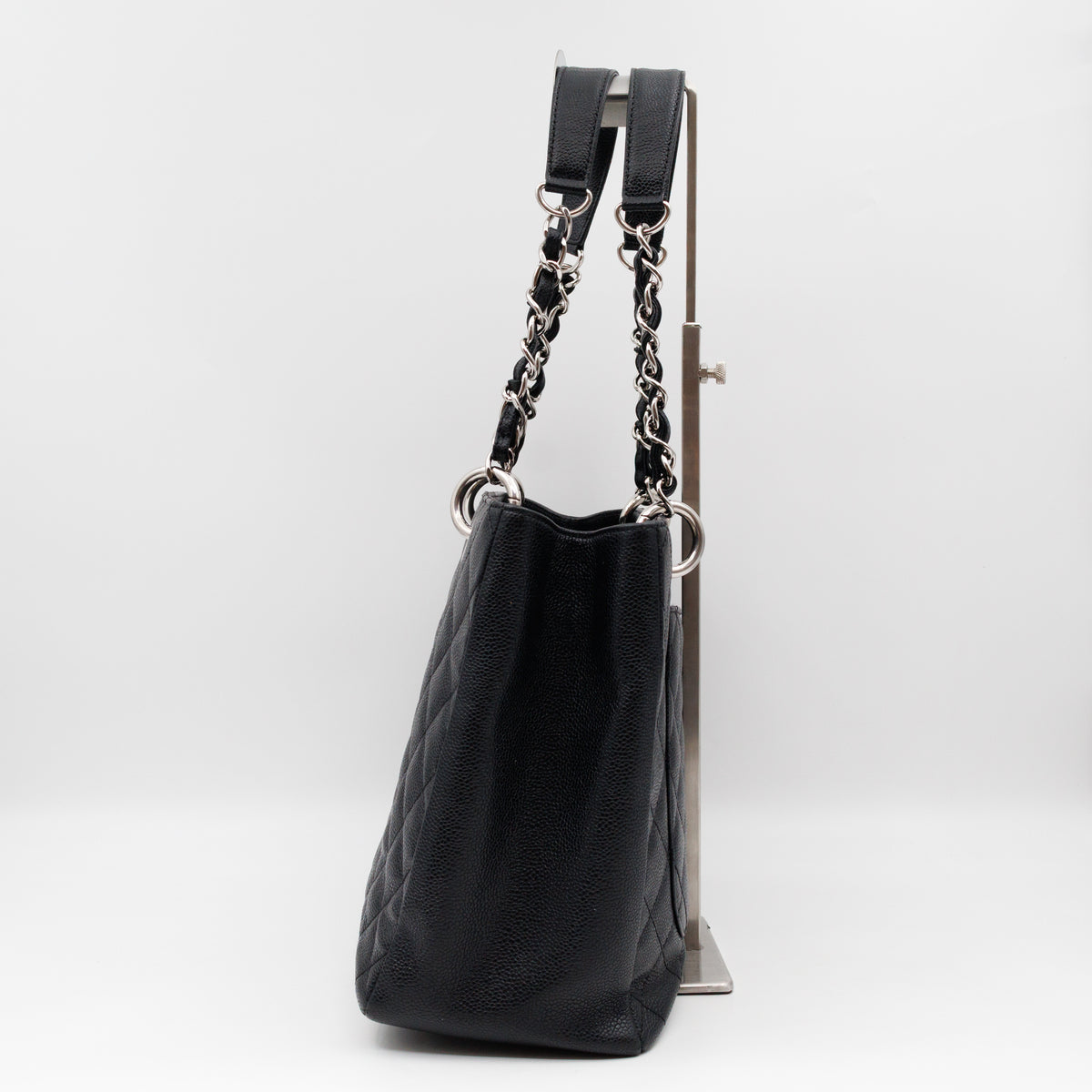Chanel GST Grand Shopping Tote Black Caviar Silver