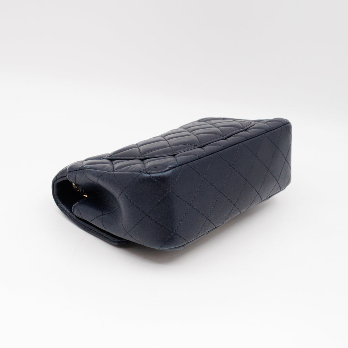 Classic Single Flap Mini Rectangular Navy Lambskin Leather
