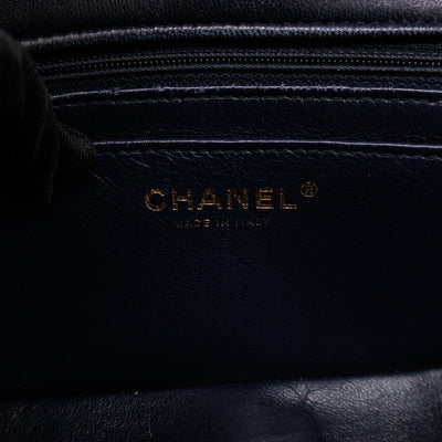 Classic Single Flap Mini Rectangular Navy Lambskin Leather