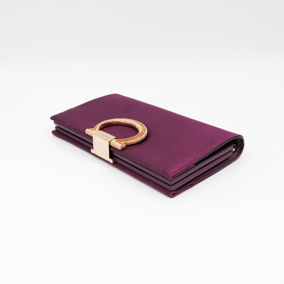 Musa Gancini Clutch with Chain Amethyst Satin