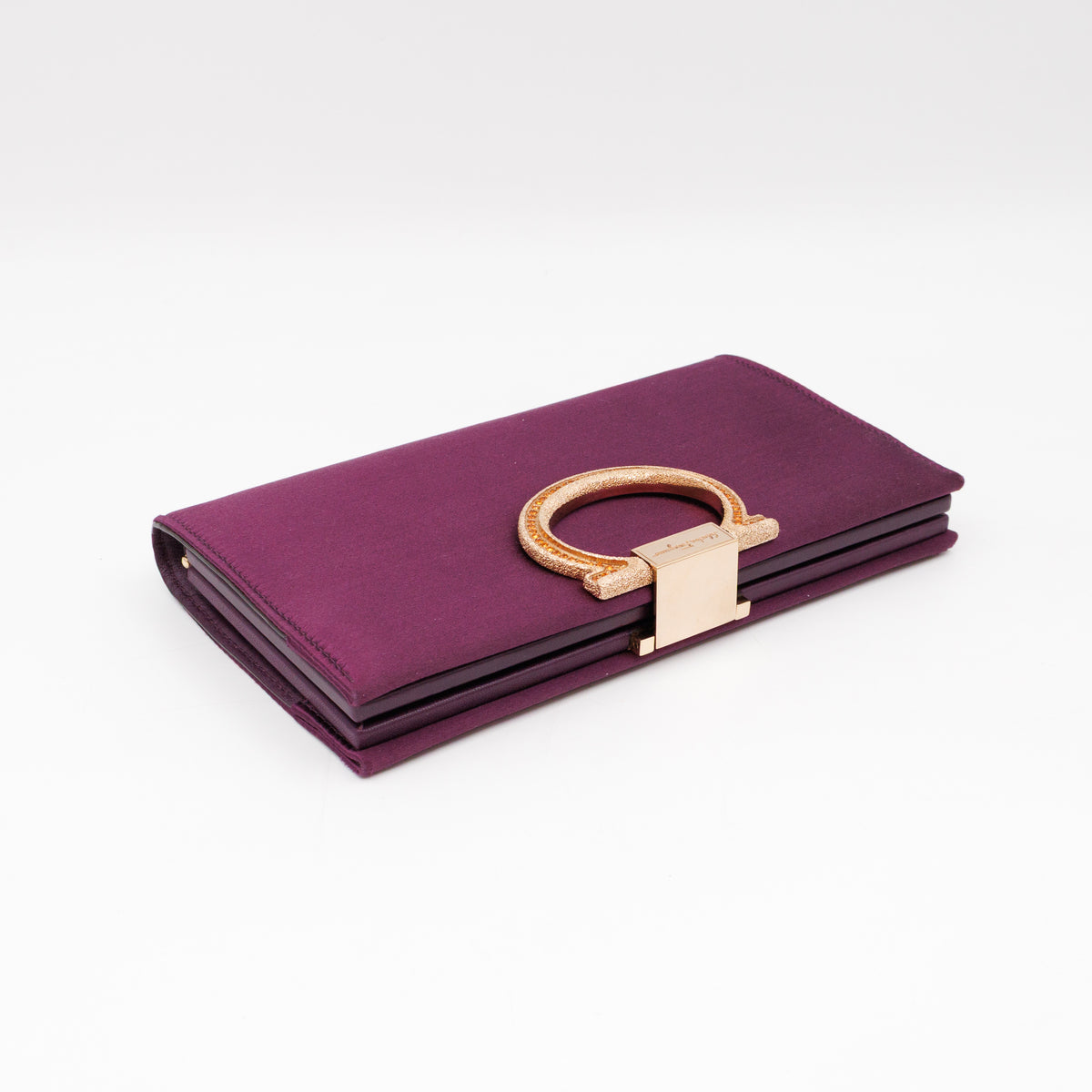 Musa Gancini Clutch with Chain Amethyst Satin