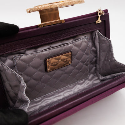 Musa Gancini Clutch with Chain Amethyst Satin