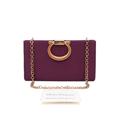 Musa Gancini Clutch with Chain Amethyst Satin