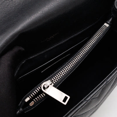 College Medium Chevron Quilted Black Leather