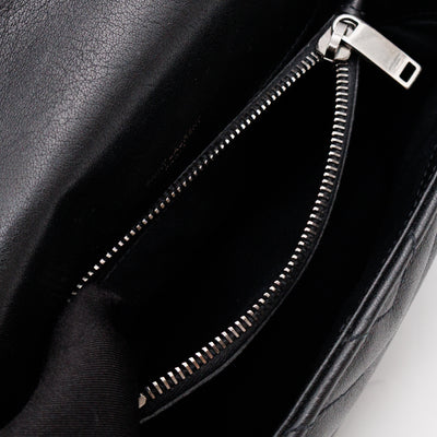 College Medium Chevron Quilted Black Leather