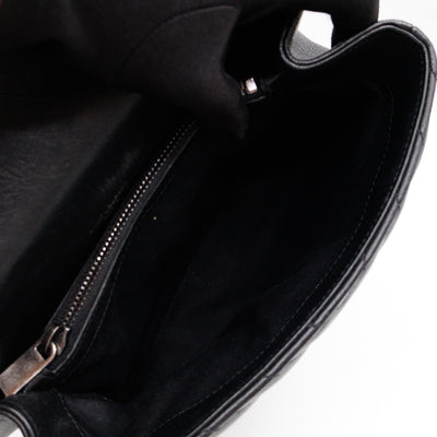 College Medium Chevron Quilted Black Leather