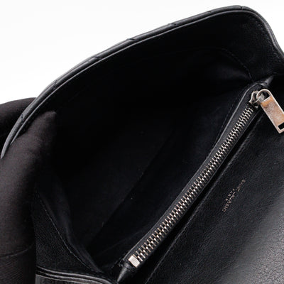 College Medium Chevron Quilted Black Leather