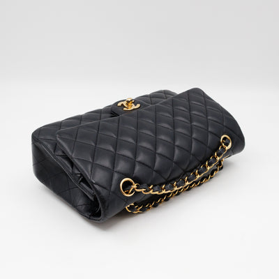 Classic Double Flap Bag Medium Black Lambskin Leather Gold