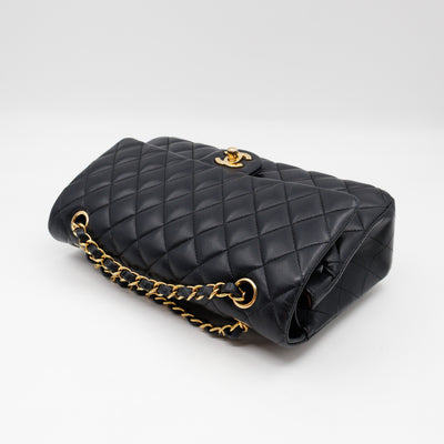 Classic Double Flap Bag Medium Black Lambskin Leather Gold