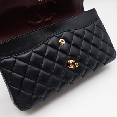 Classic Double Flap Bag Medium Black Lambskin Leather Gold