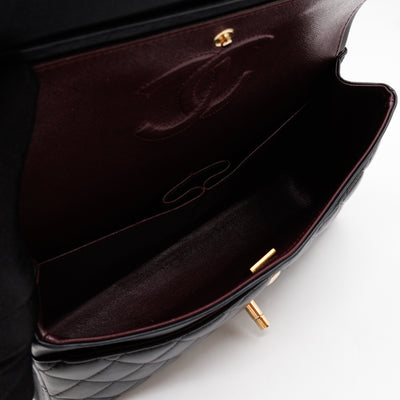 Classic Double Flap Bag Medium Black Lambskin Leather Gold