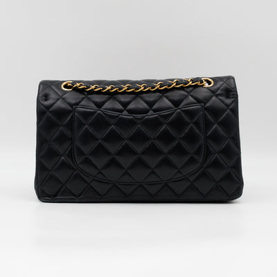 Classic Double Flap Bag Medium Black Lambskin Leather Gold