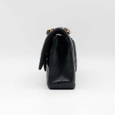 Classic Double Flap Bag Medium Black Lambskin Leather Gold