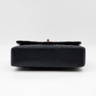 Classic Double Flap Bag Medium Black Lambskin Leather Gold