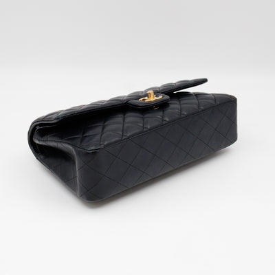 Classic Double Flap Bag Medium Black Lambskin Leather Gold