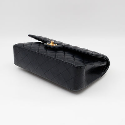 Classic Double Flap Bag Medium Black Lambskin Leather Gold