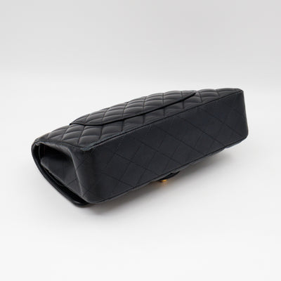 Classic Double Flap Bag Medium Black Lambskin Leather Gold