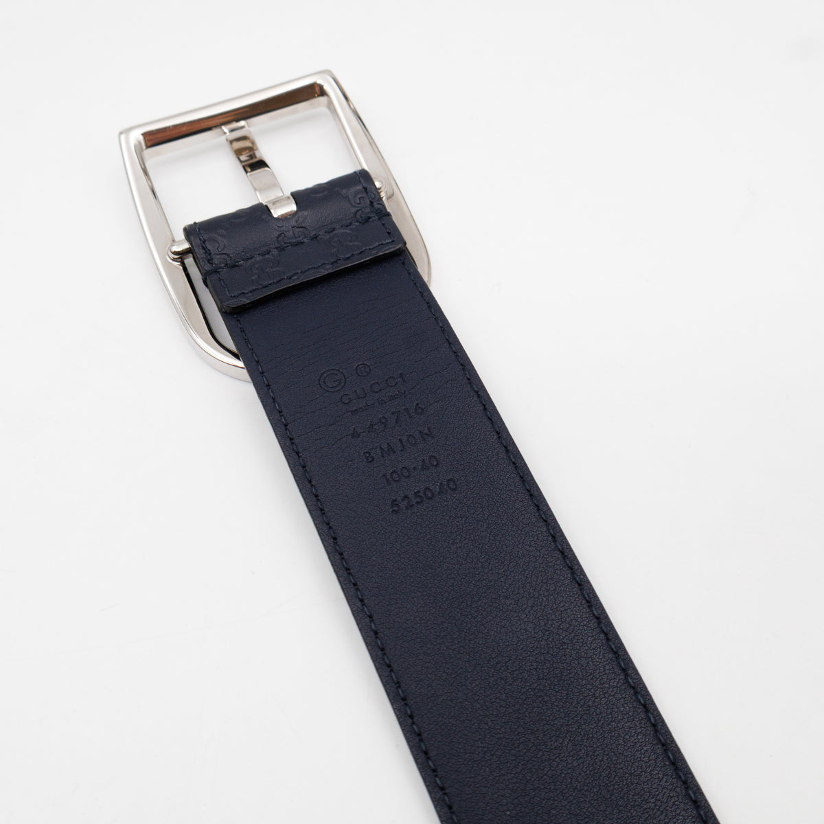Guccissima Leather Belt Navy Blue 100 cm