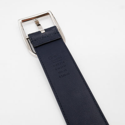 Guccissima Leather Belt Navy Blue 100 cm