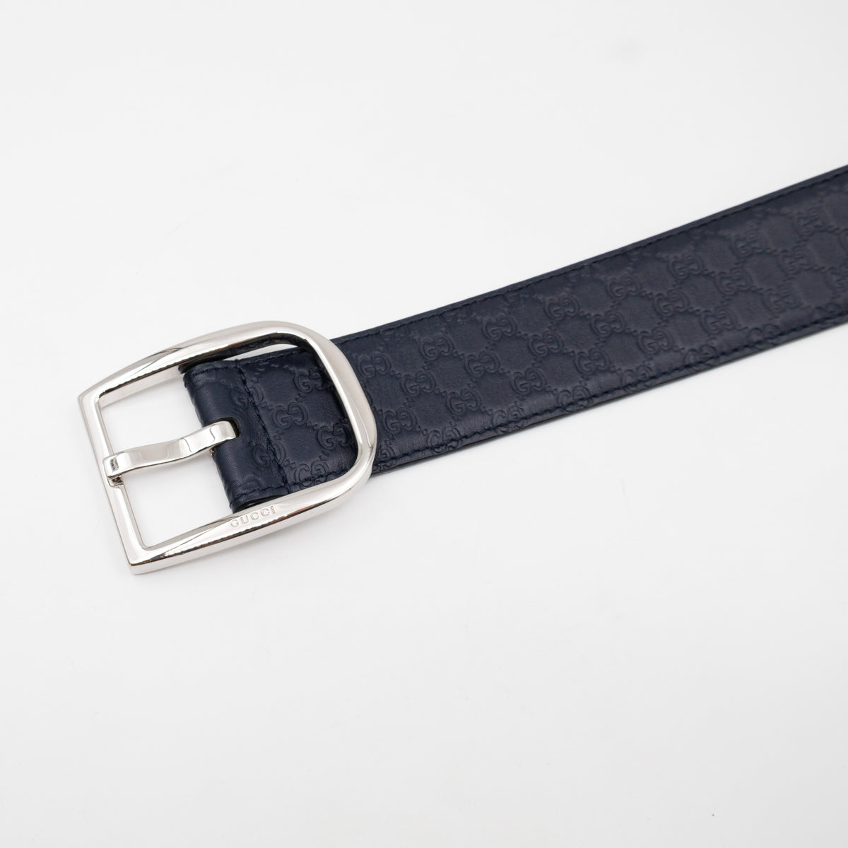 Guccissima Leather Belt Navy Blue 100 cm