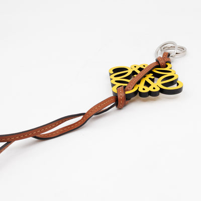 Anagram Bag Charm Key Holder Yellow Calfskin