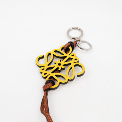 Anagram Bag Charm Key Holder Yellow Calfskin