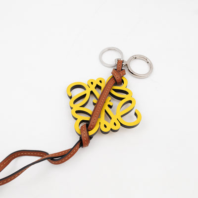 Anagram Bag Charm Key Holder Yellow Calfskin