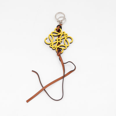 Anagram Bag Charm Key Holder Yellow Calfskin