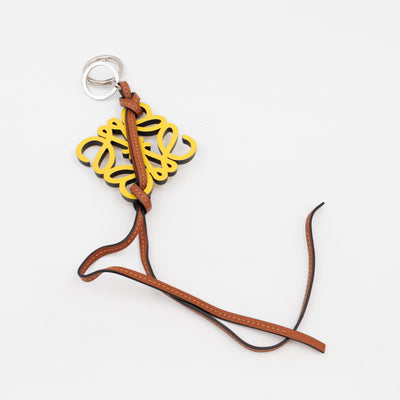 Anagram Bag Charm Key Holder Yellow Calfskin
