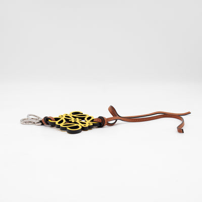 Anagram Bag Charm Key Holder Yellow Calfskin