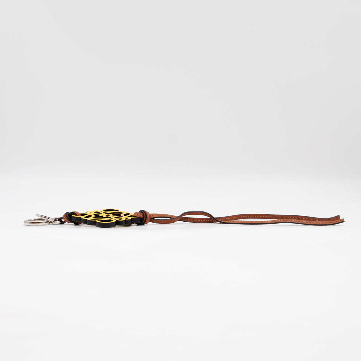 Anagram Bag Charm Key Holder Yellow Calfskin