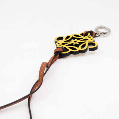 Anagram Bag Charm Key Holder Yellow Calfskin