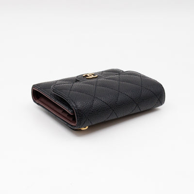 Small Classic Flap Wallet Black Caviar Gold