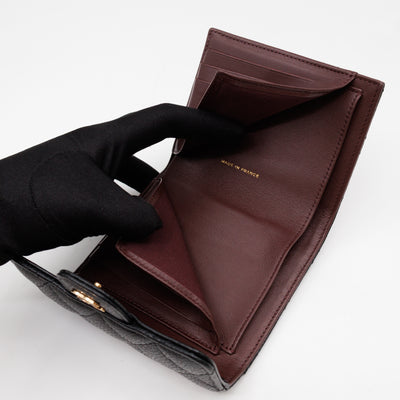 Small Classic Flap Wallet Black Caviar Gold