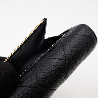 Small Classic Flap Wallet Black Caviar Gold