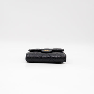 Small Classic Flap Wallet Black Caviar Gold
