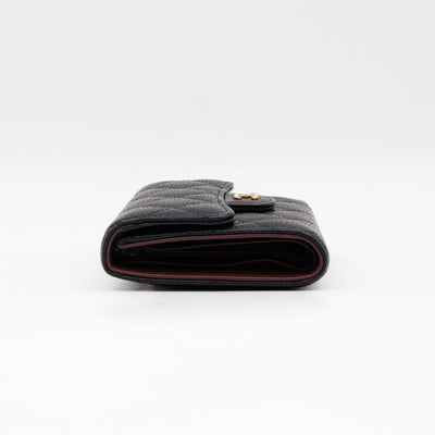 Small Classic Flap Wallet Black Caviar Gold