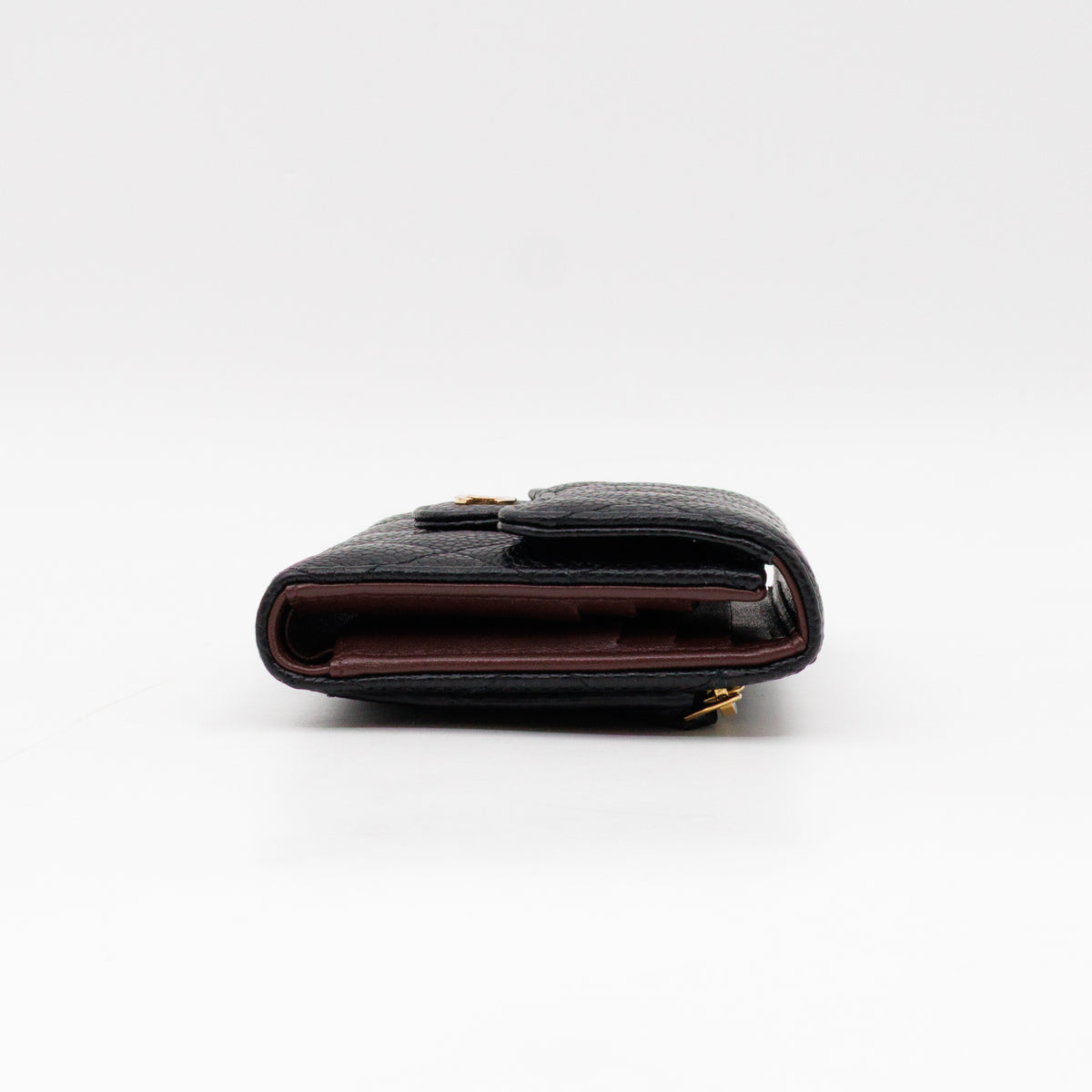 Small Classic Flap Wallet Black Caviar Gold