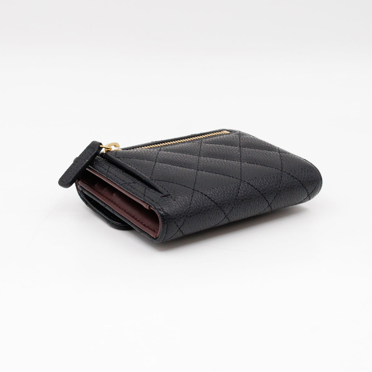 Small Classic Flap Wallet Black Caviar Gold