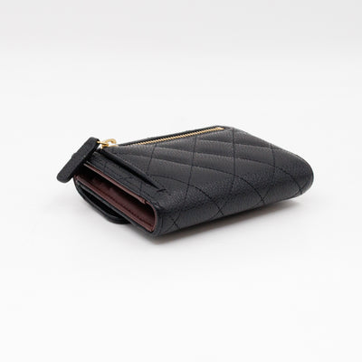 Small Classic Flap Wallet Black Caviar Gold