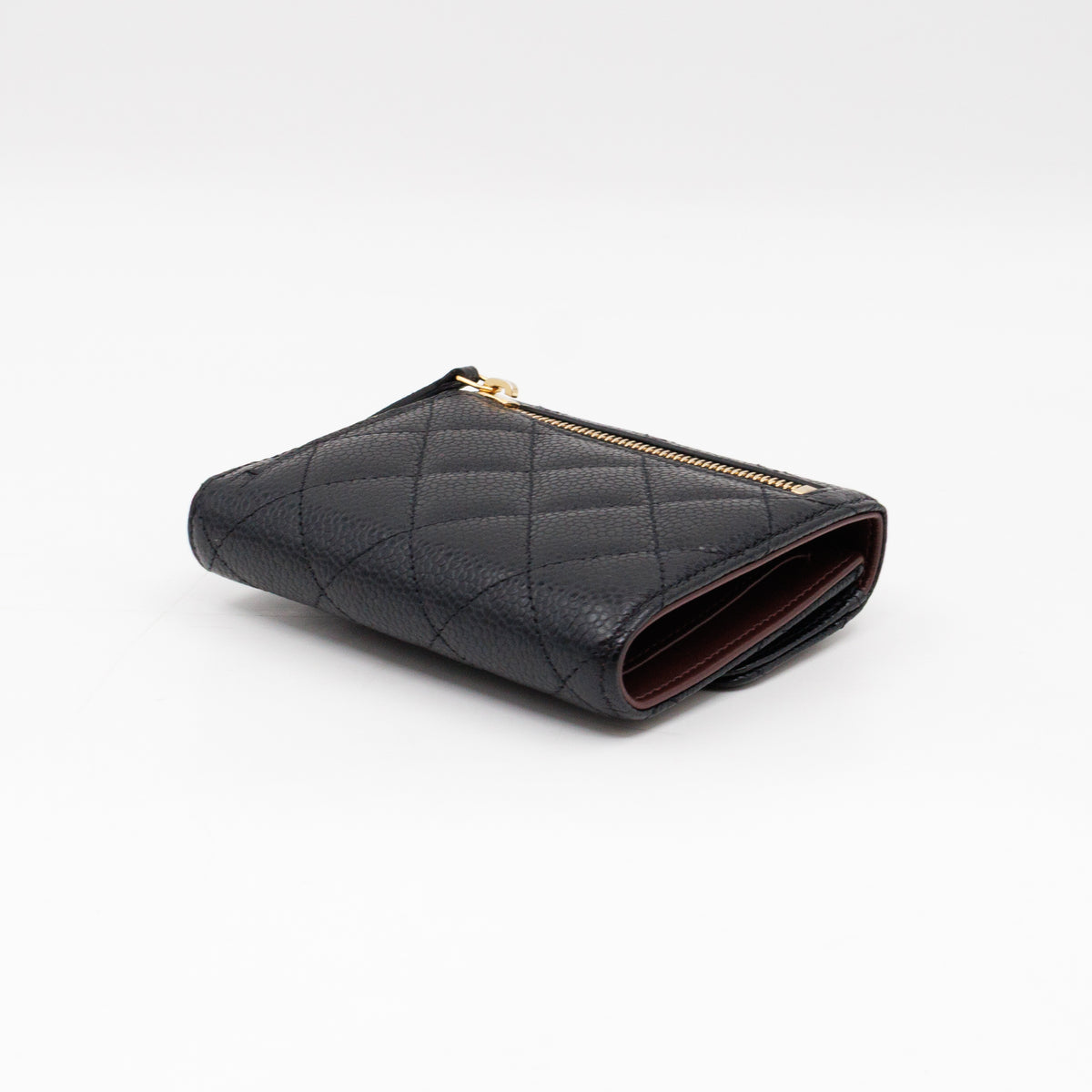 Small Classic Flap Wallet Black Caviar Gold