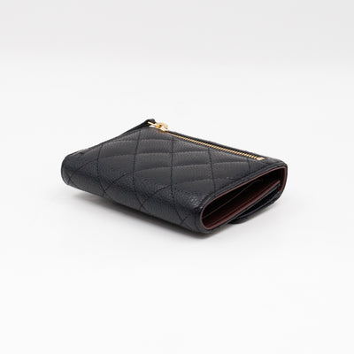 Small Classic Flap Wallet Black Caviar Gold